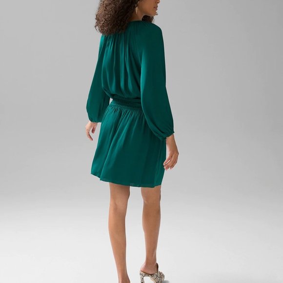 White House Black Market - Satin Smocked Waist Blouson - Picture 2 of 2